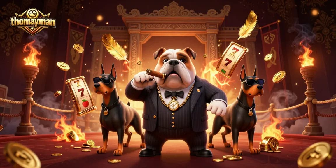 Experience thrilling gameplay with thomayman in a rich 3D casino scene featuring dynamic slot elements.