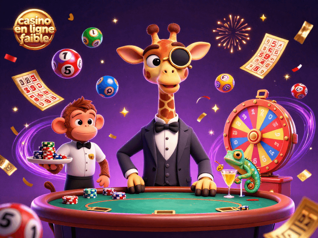 Profitez de l'expérience de jeu au casino en ligne fiable avec une ambiance festive illustrée.