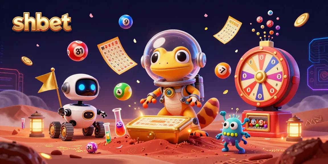 Win big with shbet's vibrant casino adventure featuring a Martian gecko amid lively games.