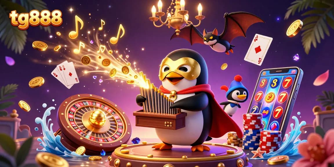 Experience thrilling gameplay with tg888 in a vibrant, dynamic casino illustration.