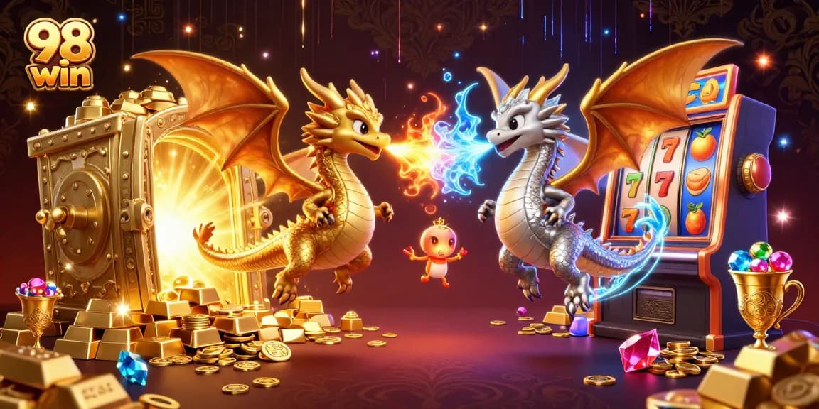 Engage in thrilling action at 98 win slots with golden dragons and vibrant symbols