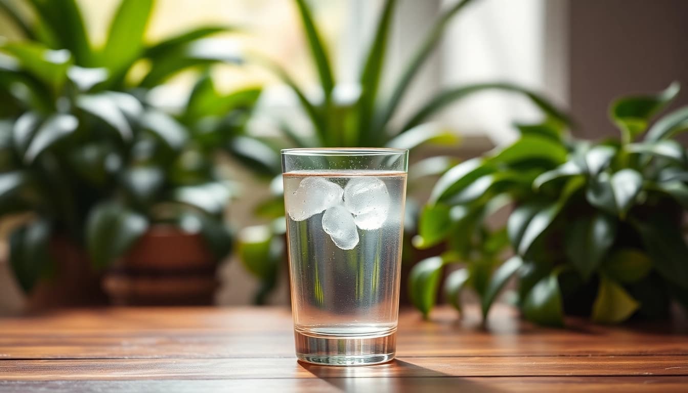 The benefits of drinking dmso showcased in a clear glass with natural elements.