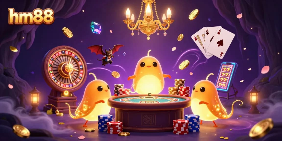 Experience the thrill of gaming with hm88 featuring vibrant glowworms in a dynamic casino scene.