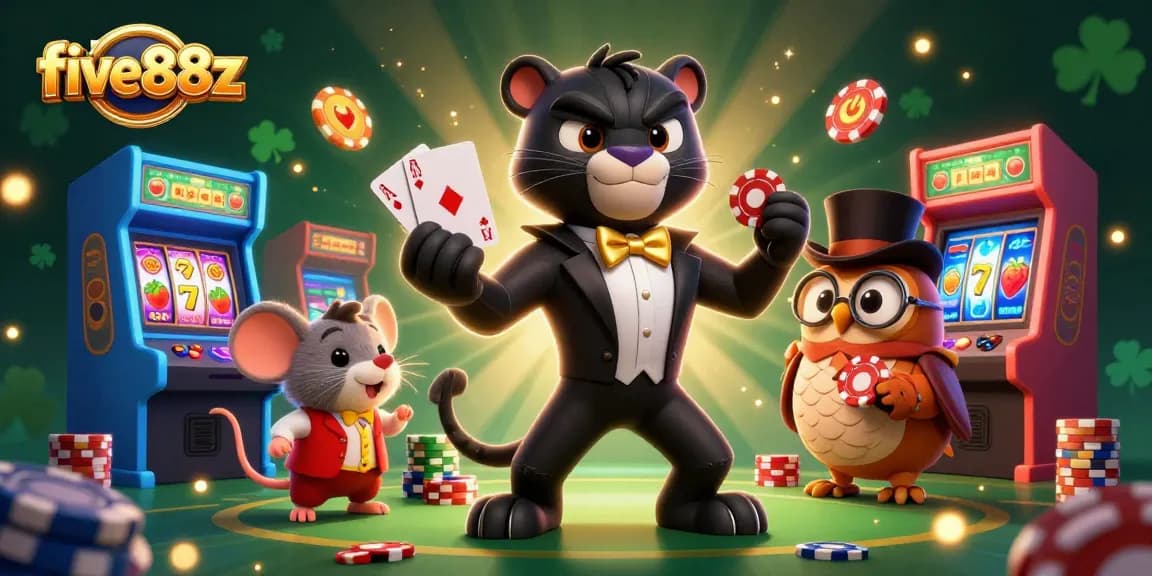 Experience thrilling gameplay with five88z in a vibrant casino scene featuring stylish characters and dynamic elements.