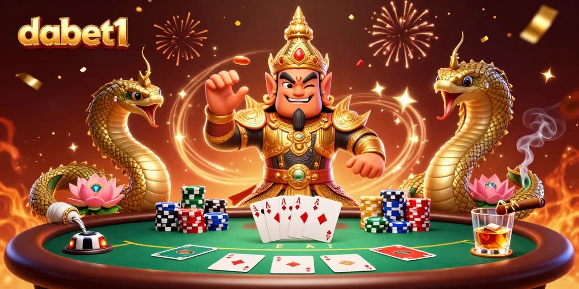Engage in thrilling poker at dabet1 with a vibrant 3D casino illustration highlighting excitement and strategy.