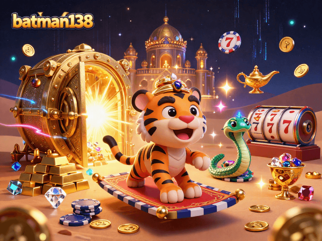 Engage with batman138's vibrant casino scene featuring dazzling slot elements and a magical atmosphere.