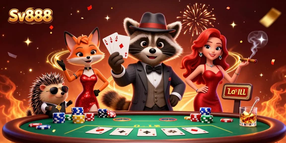 Experience thrilling poker action with Sv888's vibrant characters and captivating casino elements.