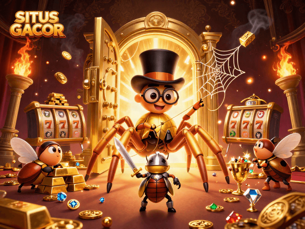 Experience the excitement of SITUS GACOR as the golden tarantula weaves a web between casino treasure.
