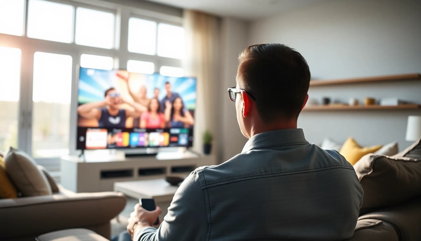 Experience an IPTV free trial while enjoying seamless streaming in a modern living room.