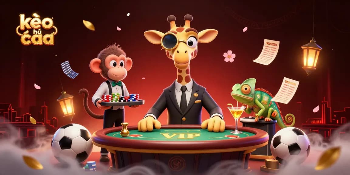 Kèo nhà cái featured in an exciting sports betting scene with energetic characters and dynamic game elements.