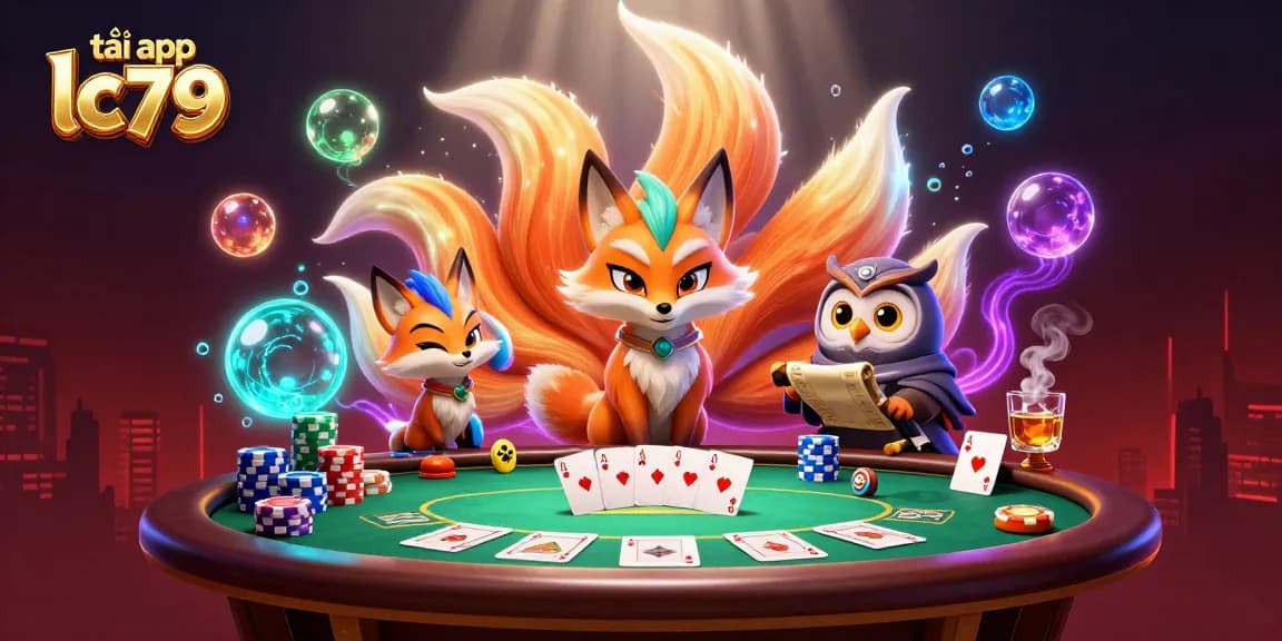 Trải nghiệm game bài hấp dẫn với tải app lc79 cùng bảng poker, nhiều chip và nhân vật trong không gian sống động