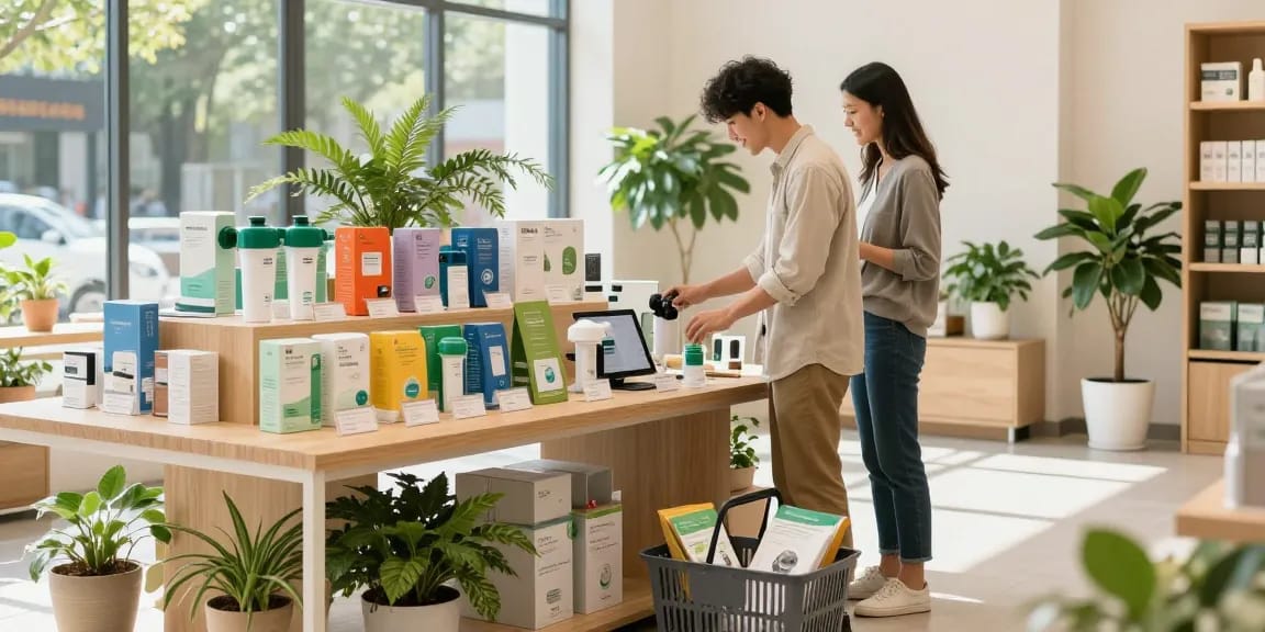 Discover eco-friendly filtration products at ebbfilter.com in a vibrant retail environment.