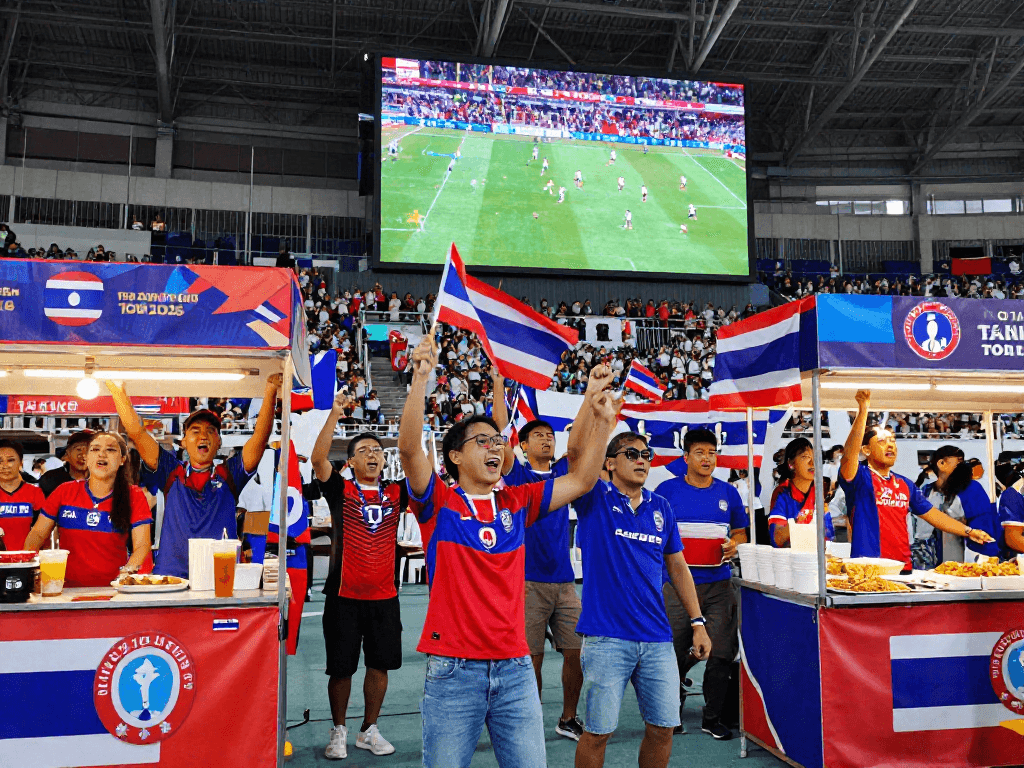 แฟนบอลชาวไทยกำลังเชียร์ฟุตบอลโลก 2026 ในสนาม ส่วนการแทงบอลโลกนัดชิงที่น่าตื่นเต้น
