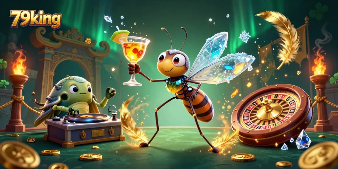 Bet on exciting games with 79king at the vibrant casino featuring dynamic characters and golden elements.