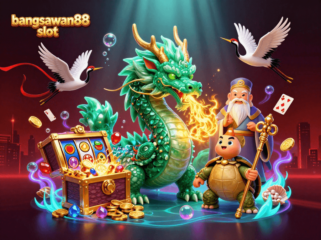 Experience the thrill of bangsawan88 slot in this vibrant casino scene with mystical elements.