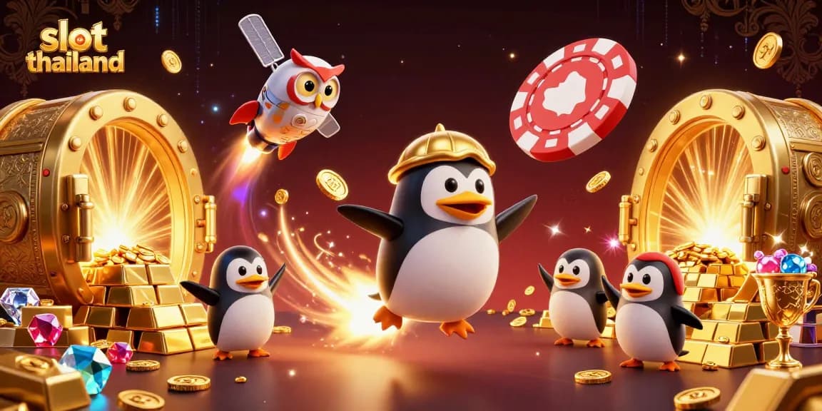 Spin the reels with slot thailand in this vibrant 3D illustration showcasing casino riches.
