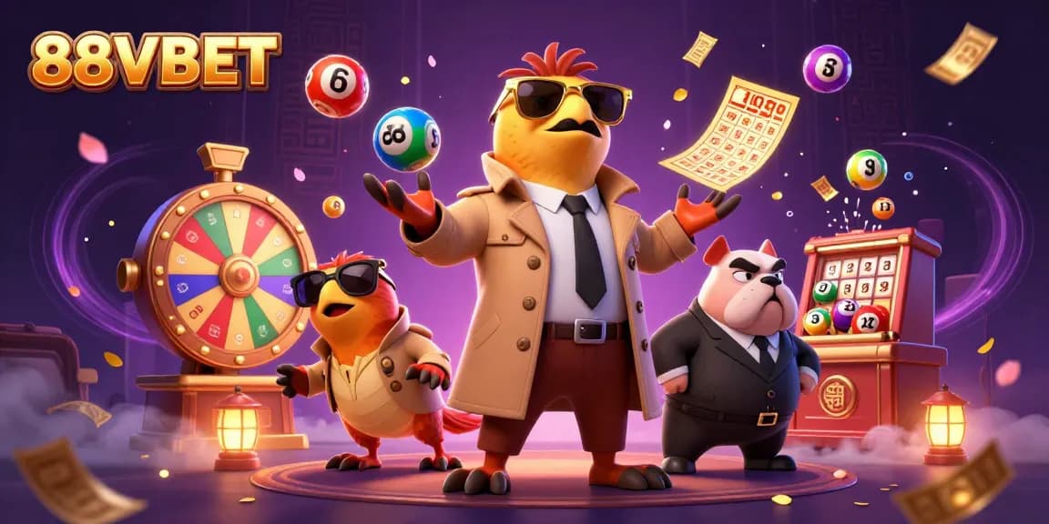 Experience the excitement of 88VBET with cartoon raptors and casino elements in a vibrant scene.