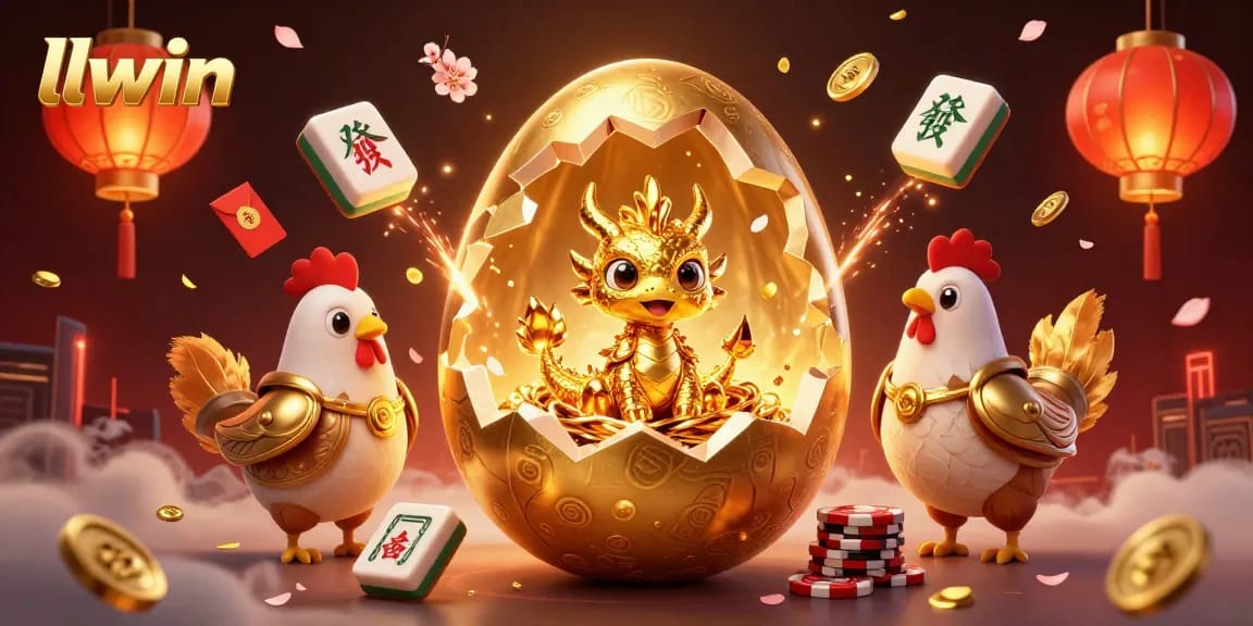 Engage with llwin's gambling community, featuring golden dragon and poker chips illustration.
