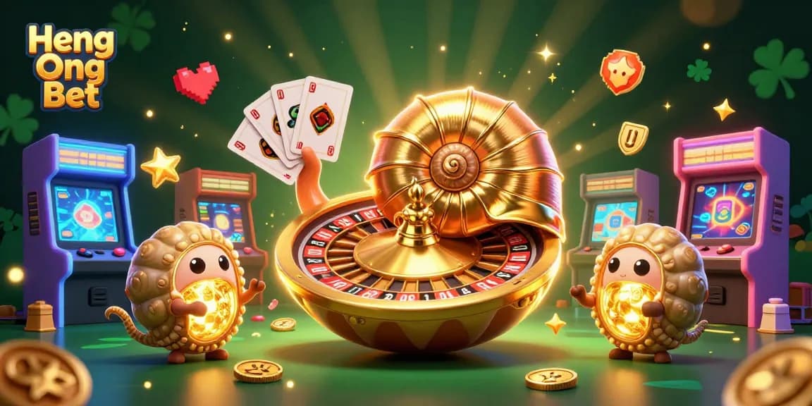 Experience Heng Ong Bet with colorful casino elements and vibrant gaming atmosphere in a dynamic 3D illustration.