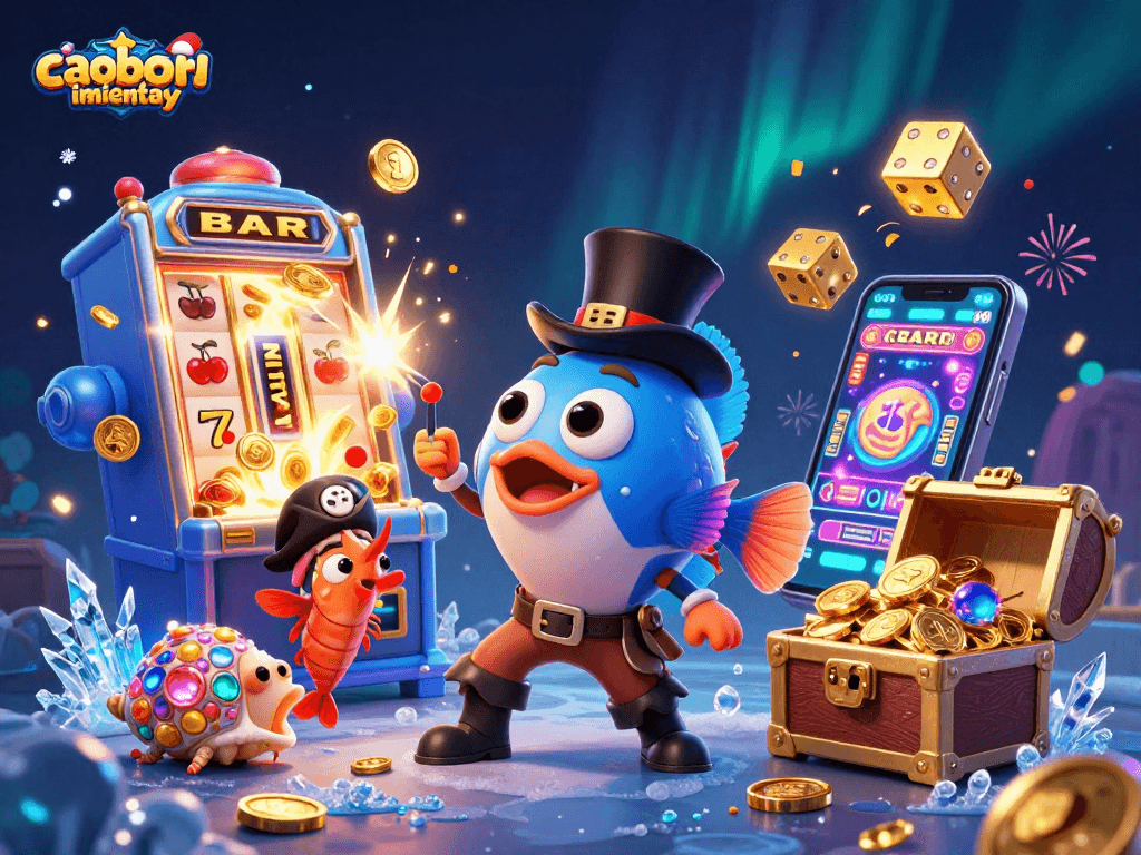 Win exciting prizes with caoboimientay's treasure hunt featuring animated characters and casino excitement.
