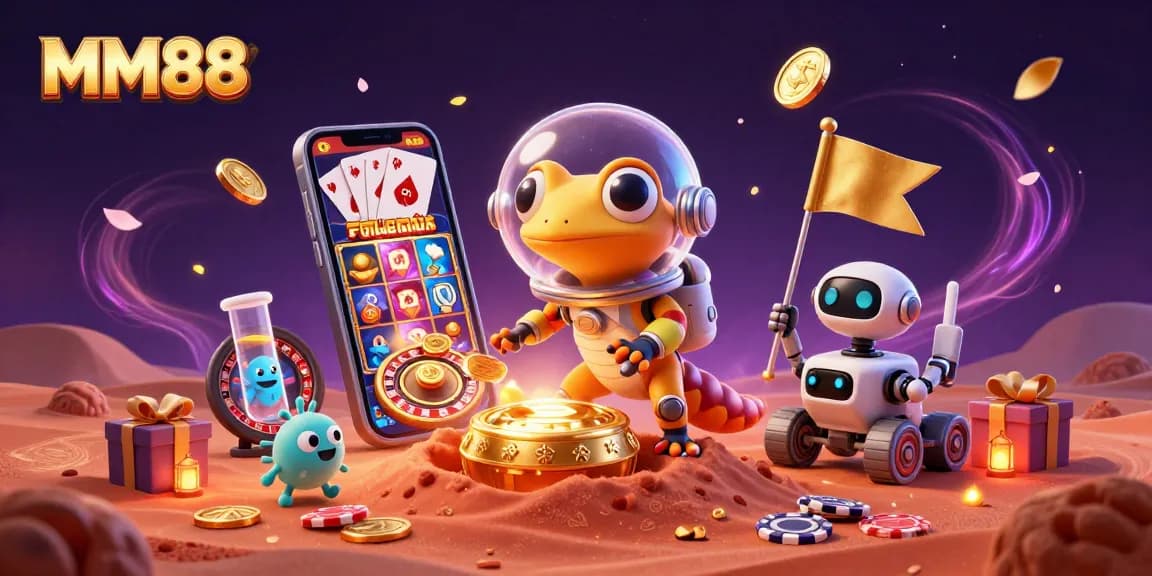 Experience thrilling gaming adventures at MM88 with an alien-themed casino illustration.