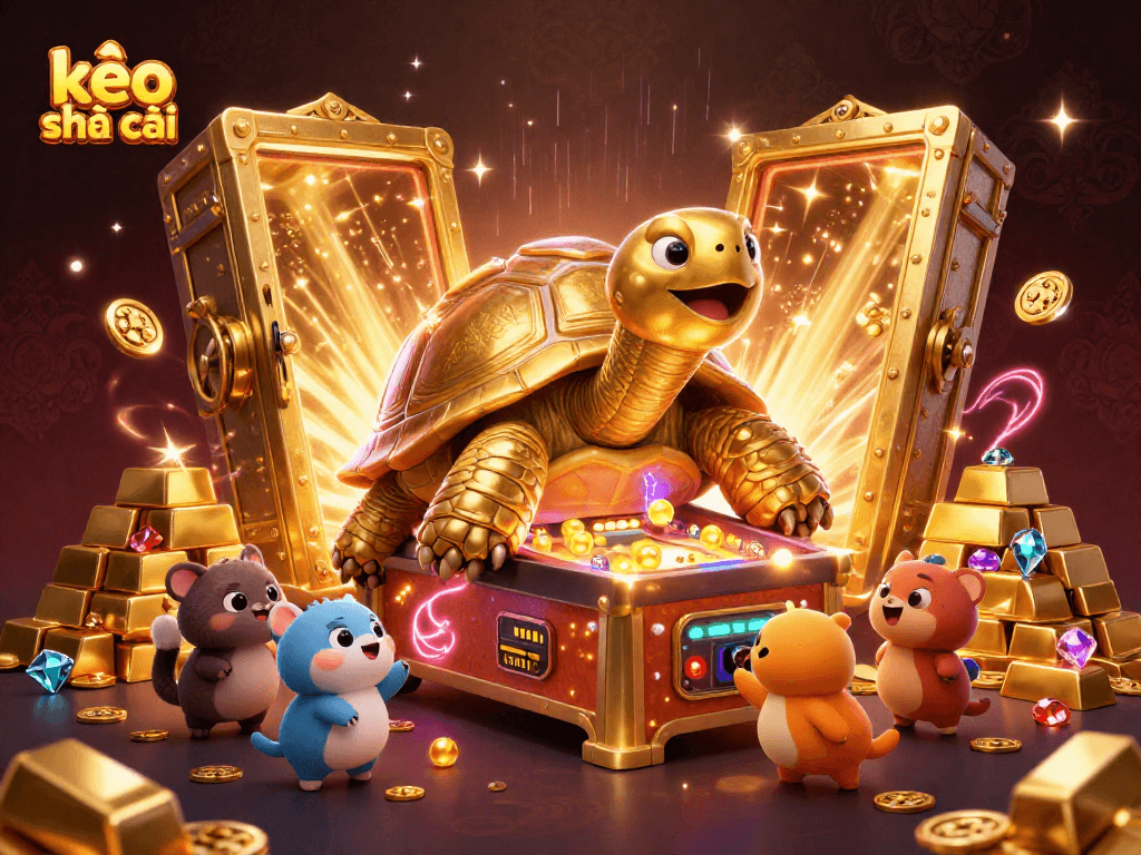 Play kèo nhà cái with excitement in this vibrant, gold-rich casino illustration