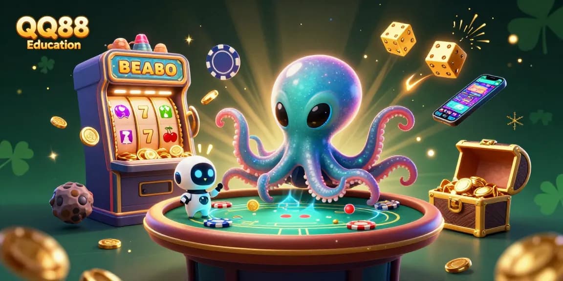 Engage with QQ88 Education's thrilling casino experience through a vibrant cosmic poker scene.
