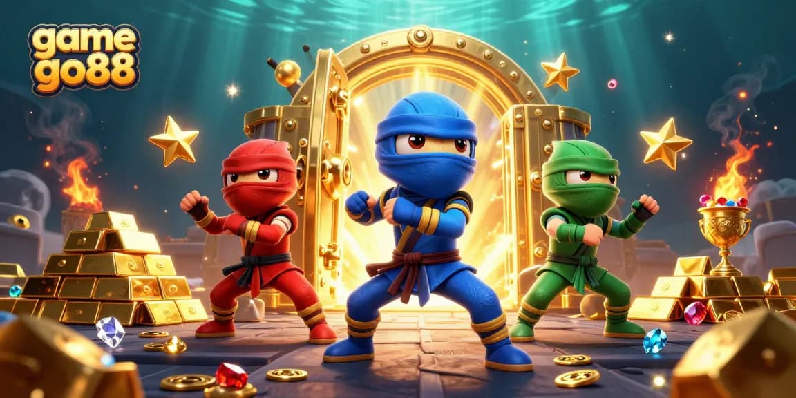 Join the excitement and play game go88 with colorful chameleon ninjas amid bursting treasures.