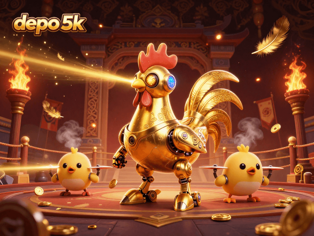 Experience thrilling games at depo 5k with an engaging, vibrant casino atmosphere illustration.