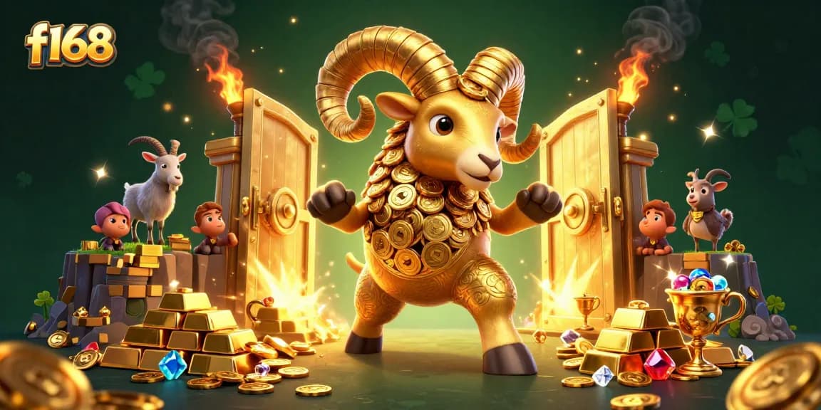 Experience the thrill of f168 with unique golden elements in a vibrant casino scene.