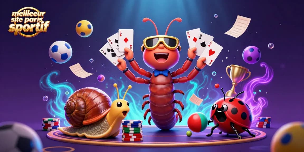 Le meilleur site de paris sportif propose un dealer de cartes cartoon, avec des ballons de sport et des paris tout autour.