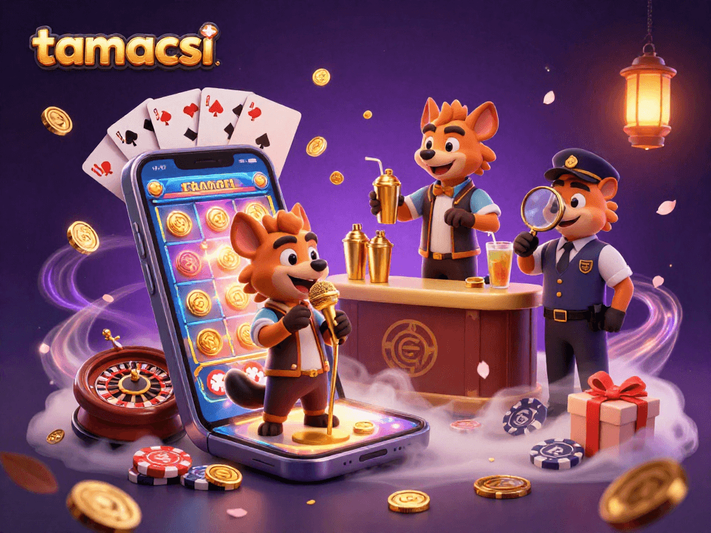 Experience thrilling action at tamacsi's vibrant comedy casino, featuring hyenas engaging with lively casino elements.