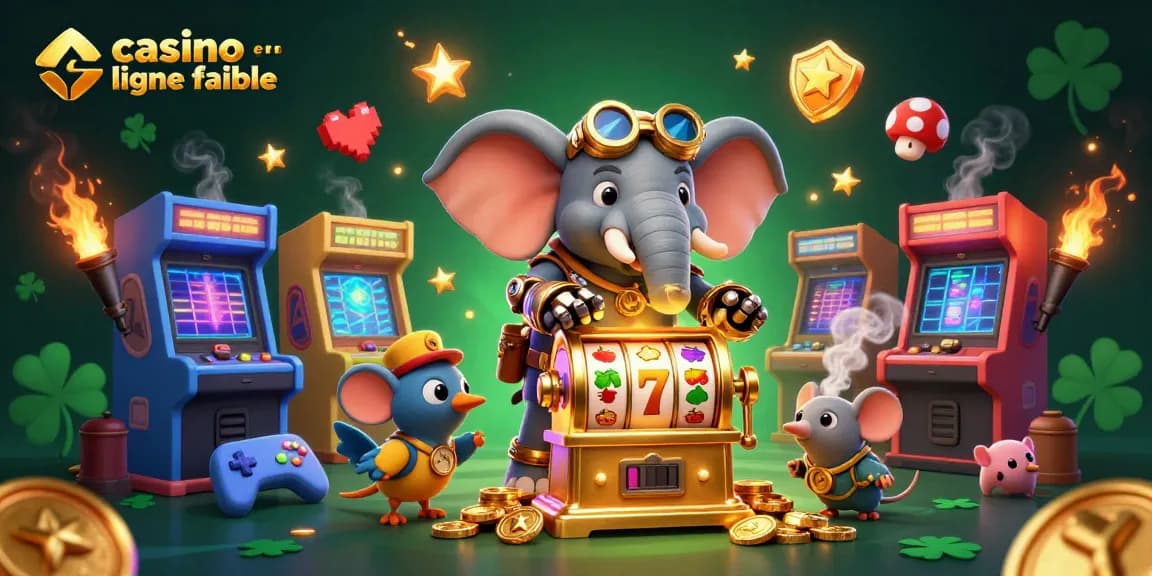 Jouez à votre casino en ligne fiable avec un ingénieur éléphant steampunk opérant une machine à sous dorée.