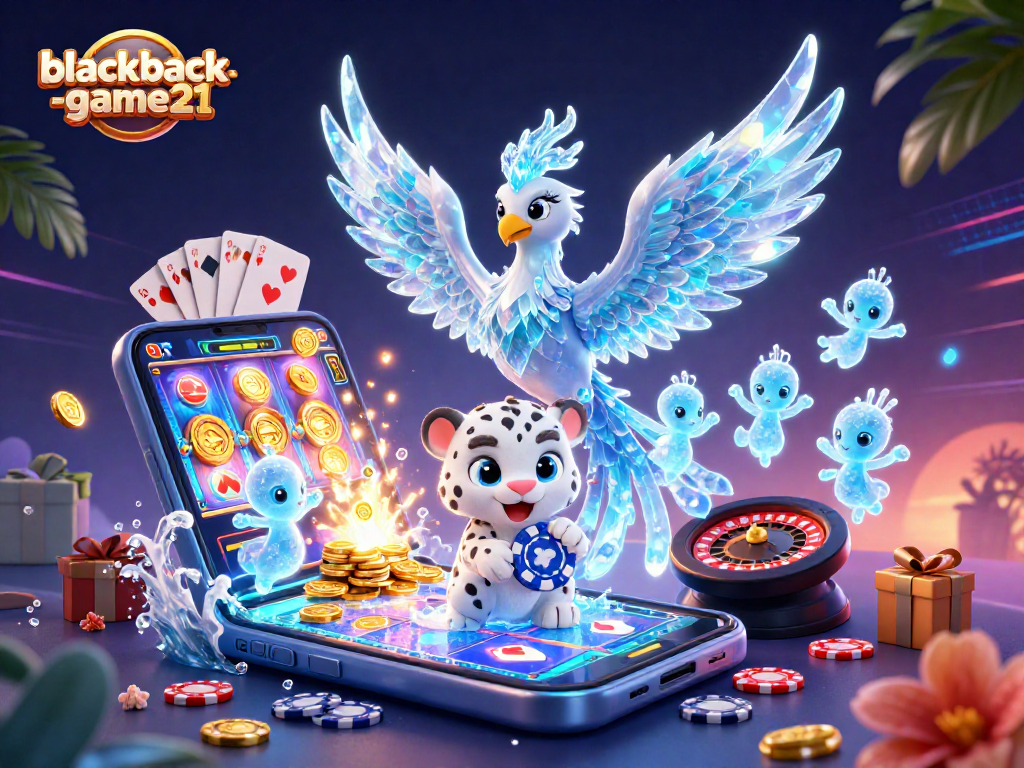 Engage in the excitement of blackjack-game21 with vibrant casino elements and dynamic characters.