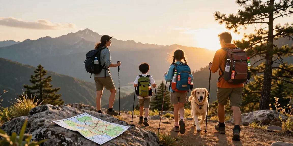 A family enjoying a mountain adventure, showcasing the mantra88 login experience with scenic trails and outdoor gear.