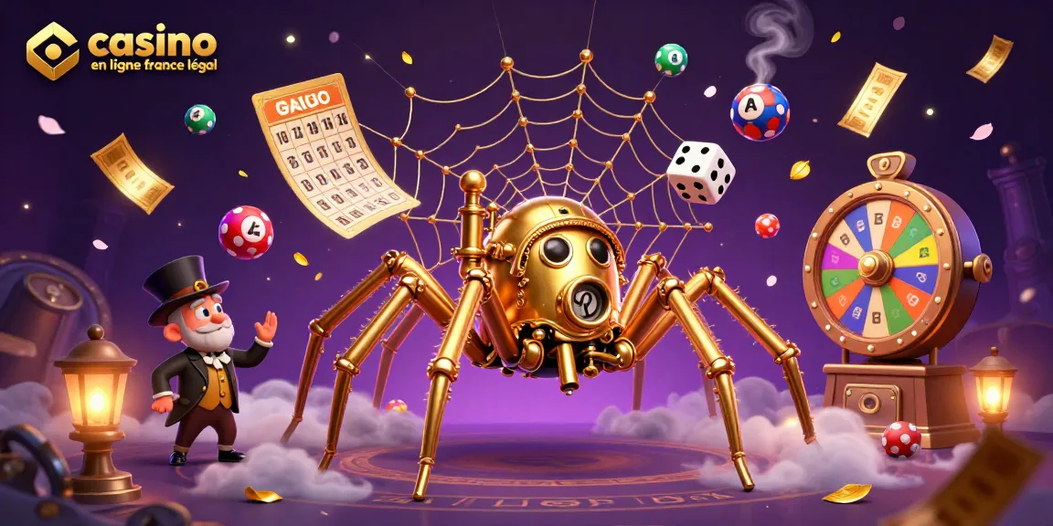 Profitez de l'expérience unique du casino en ligne légal en France avec une araignée steampunk captivante.