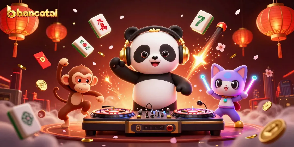 Bancatai invites players to spin slot reels with energetic characters in a vibrant casino scene.