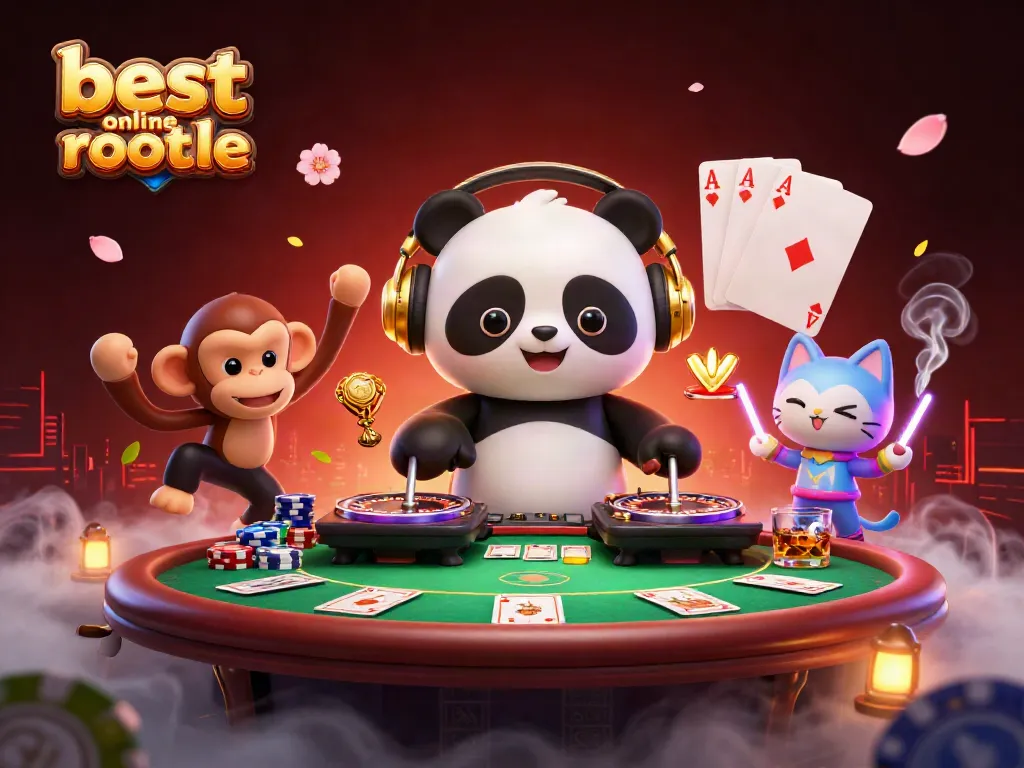 Engage in the best online roulette experience with animated DJ panda and friends spinning the wheel.