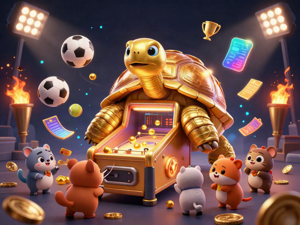 Experience exciting gameplay with AE888 in a vibrant casino-themed illustration featuring a golden tortoise pinball machine.