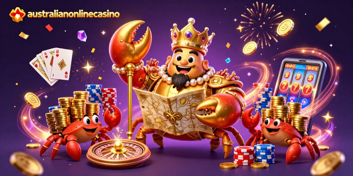 Experience the thrill of australianonlinecasino with a golden crab emperor and slots galore!