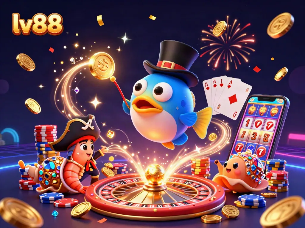 Engage with lv88's vibrant atmosphere featuring elating underwater characters in a thrilling casino setting.