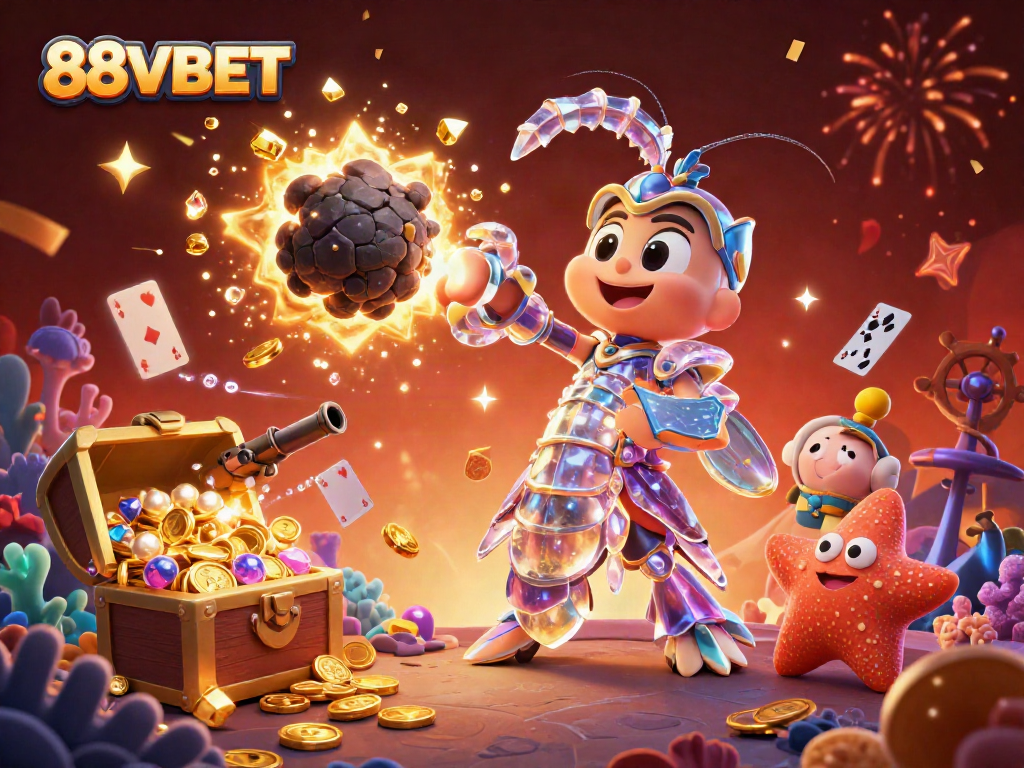 Experience exciting 88VBET adventures with a colorful scene of a mantis shrimp and starfish in a galactic casino.