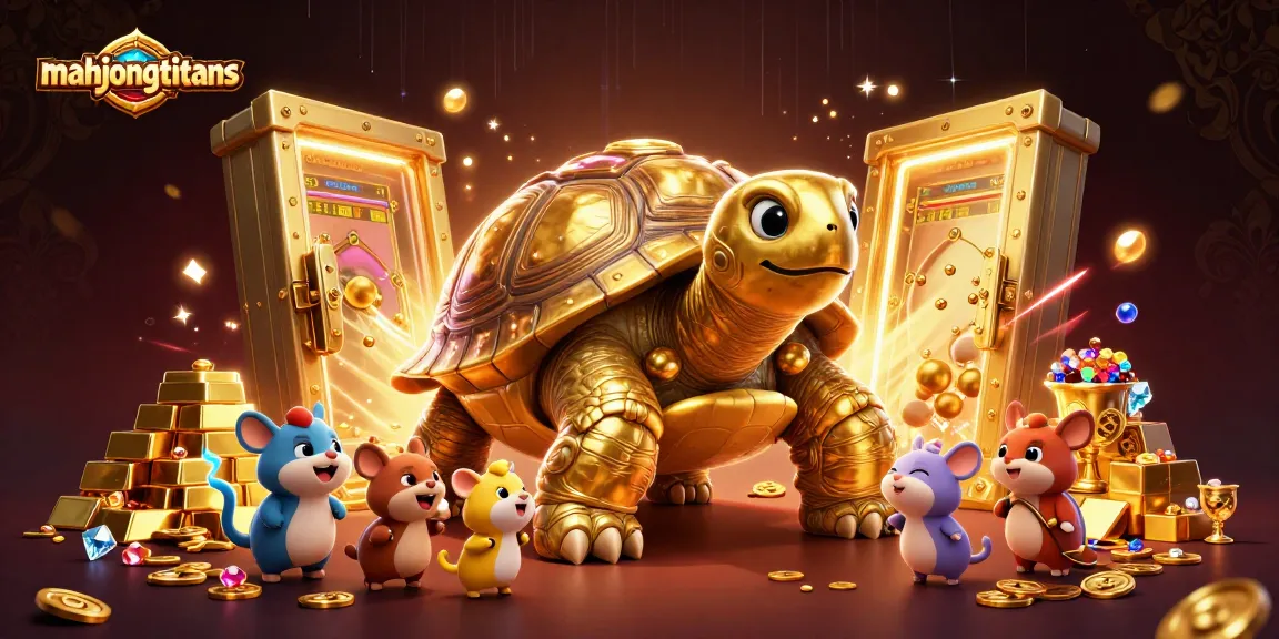 Engage in thrilling gameplay with mahjongtitans as adorable animals gather around a golden tortoise pinball machine.