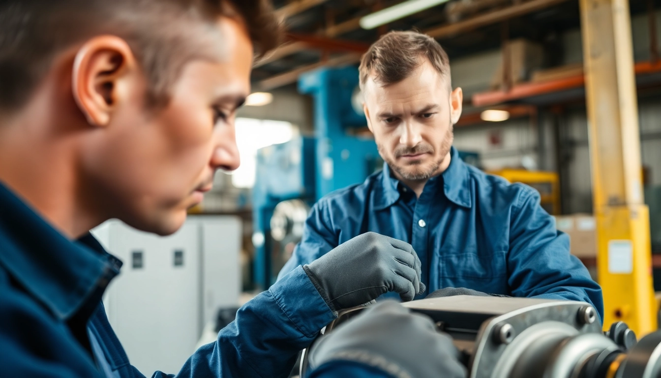 Technician conducting equipment service in a professional industrial environment.