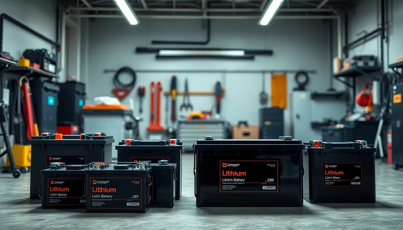 Showcasing lithium RV batteries in a professional workshop setting, highlighting features and durability.