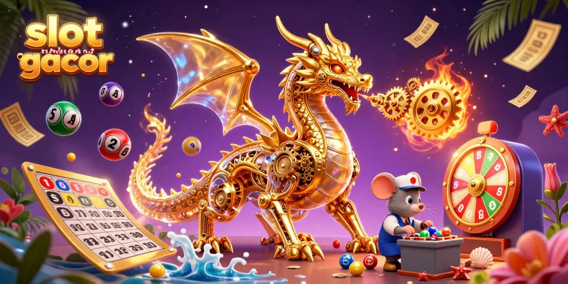 Engage with slot thailand gacor showcasing a vibrant 3D casino scene with a golden dragon and dynamic gaming elements.