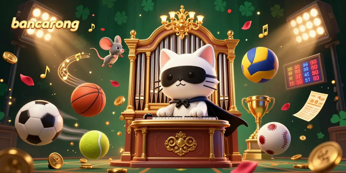 bancarong enhances the gambling experience with an enchanting casino scene featuring a white cat phantom and vibrant sports elements.