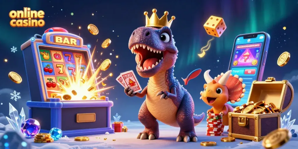Experience excitement at an online casino with colorful characters, dynamic games, and vivid visuals.