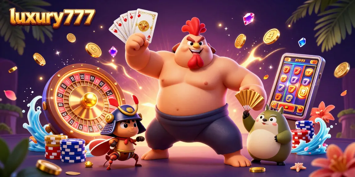 Engage in excitement with luxury777 featuring action-packed casino characters and vibrant game elements.