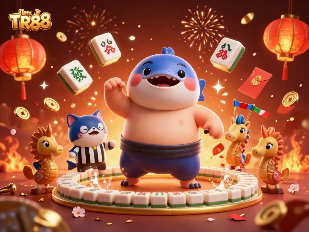 Engage in lively gameplay with link TR88 in this vibrant underwater casino scene featuring a blowfish sumo.